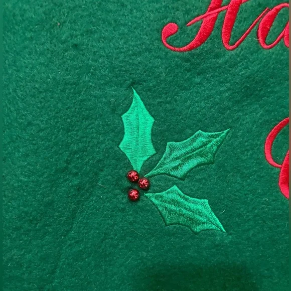 Holiday Giant Green Christmas Gift Bag with Holly Leaves & Tiny Ornament Accents - Picture 4 of 6